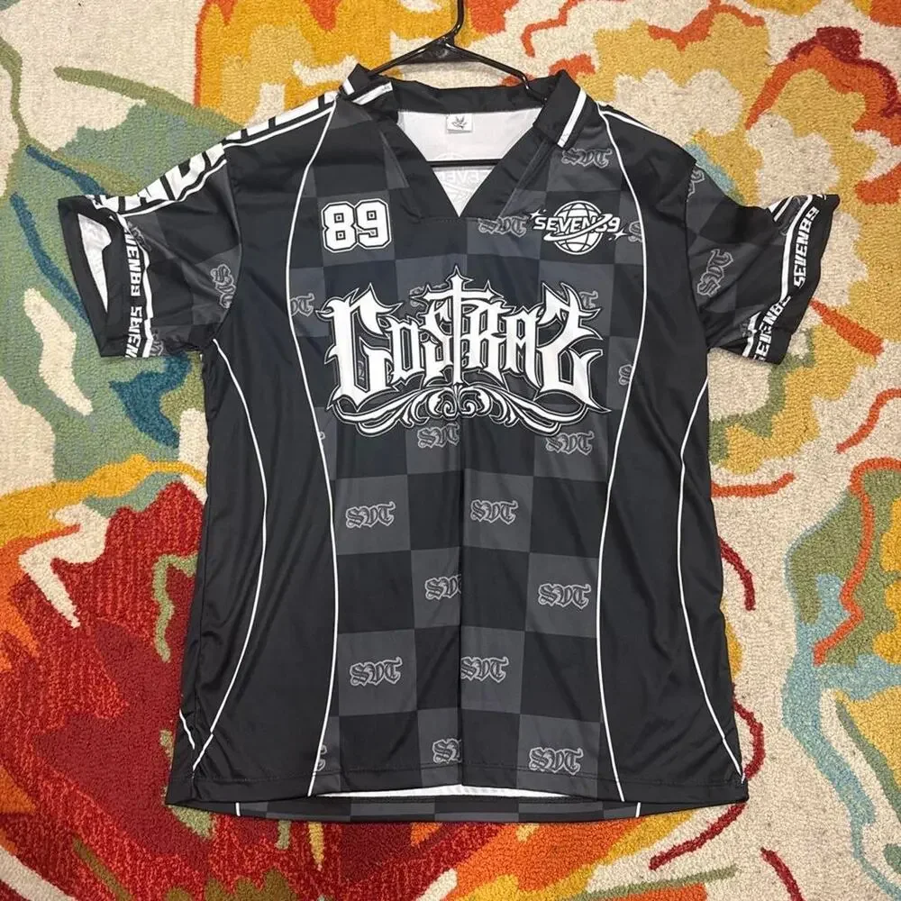 Black and gray checkered jersey